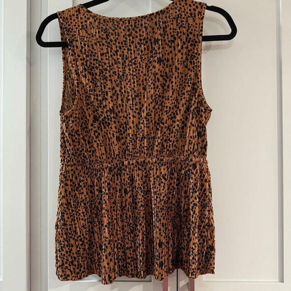 Anthropologie Leopard Print Deep V-neck Drawstring Waist Blouse - Picture 2 of 6
